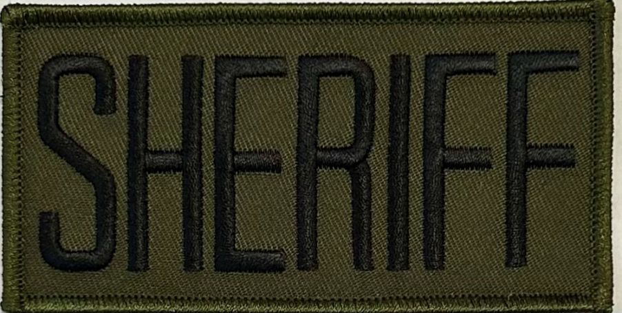 SHERIFF ID PATCH 4"W x 2"T, BLACK ON OD GREEN WITH VELCRO.
